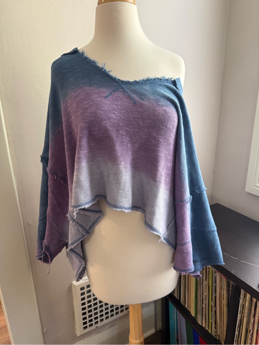 Free People We The Free “After Midnight” Washed Tee Oversized Purple Cropped M